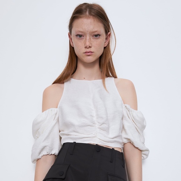 ZARA Crop Top Cut Out Shoulders - Picture 3 of 11
